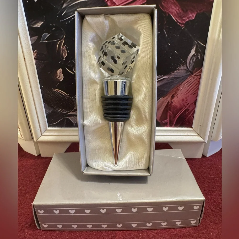 NIB crystal dice wine bottle stopper